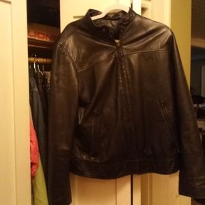 Banana republic black leather jacket size small